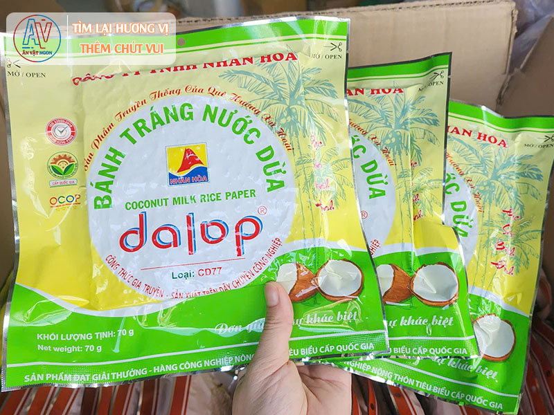 Bánh tráng nước dừa Dalop nướng sẵn béo ngậy