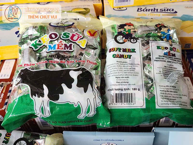 Gói kẹo sữa mềm Long Thành Domilk 180g