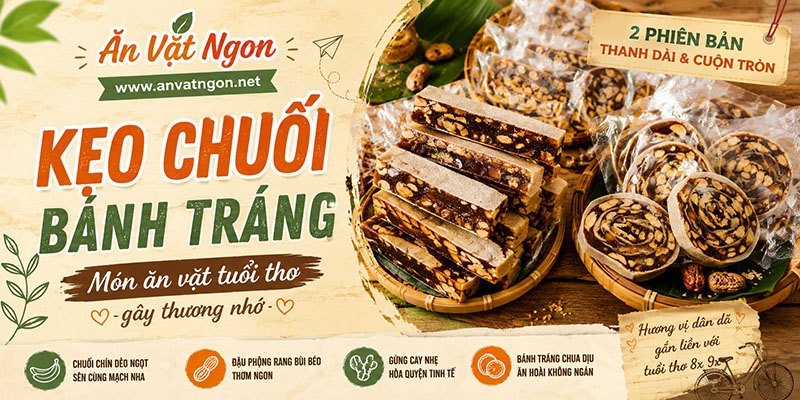 Kẹo Chuối Bánh Tráng - Món Ăn Vặt Tuổi Thơ